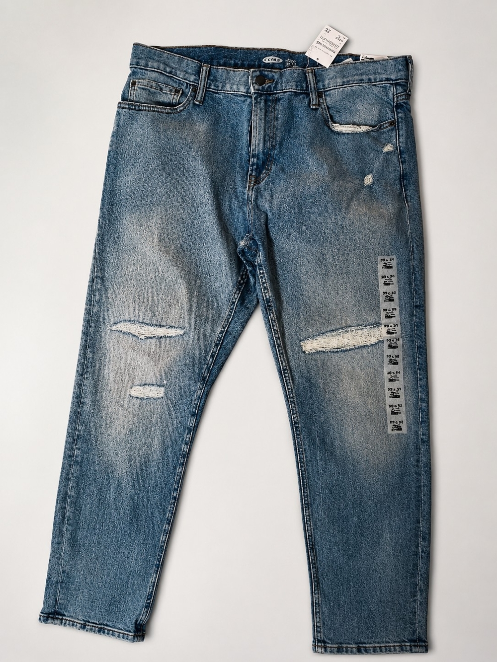 Old Navy Men's Light Blue Slim Straight Distressed Jeans Size 38X30✨
